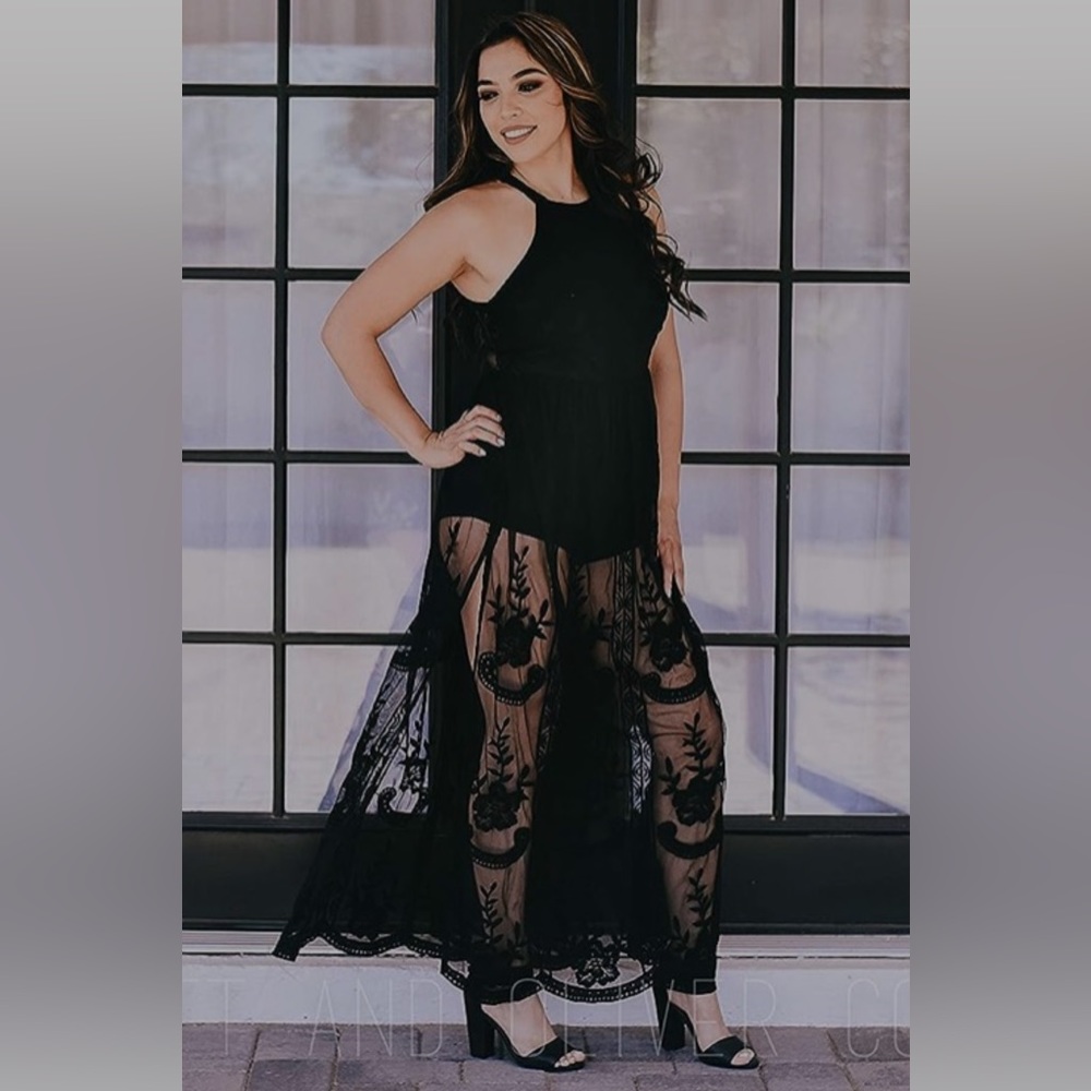 Honey punch romper lace dress high neck halter one piece